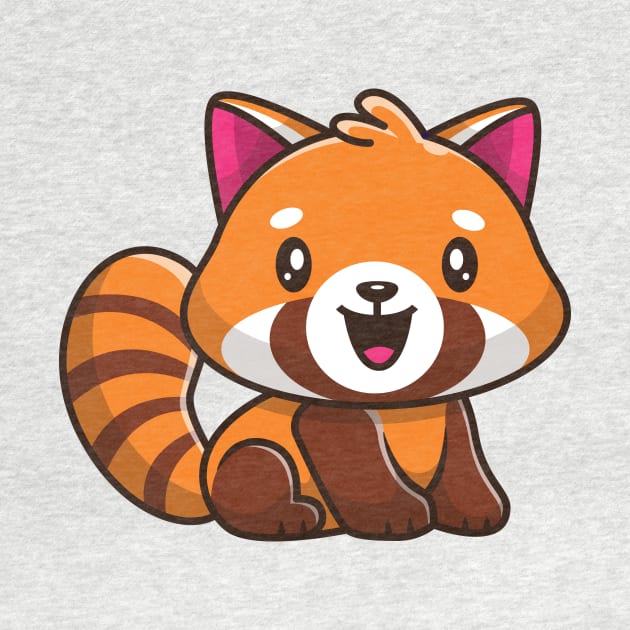 Cute Red Panda Sitting Cartoon by Catalyst Labs